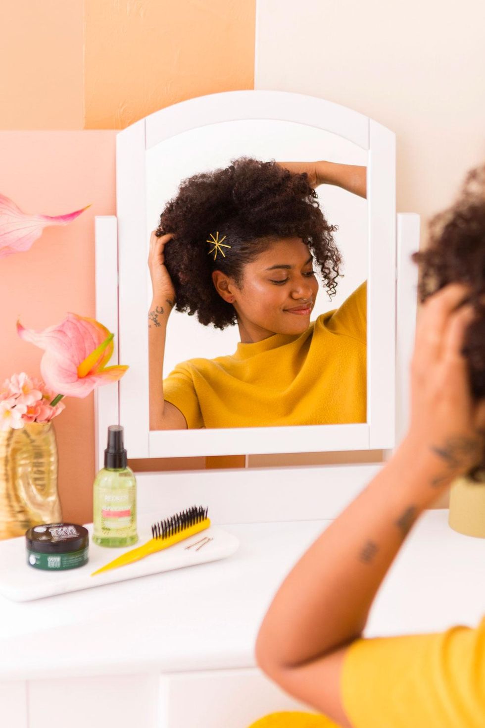 girl doing her hair at her vanity New Year\u2019s Resolutions
