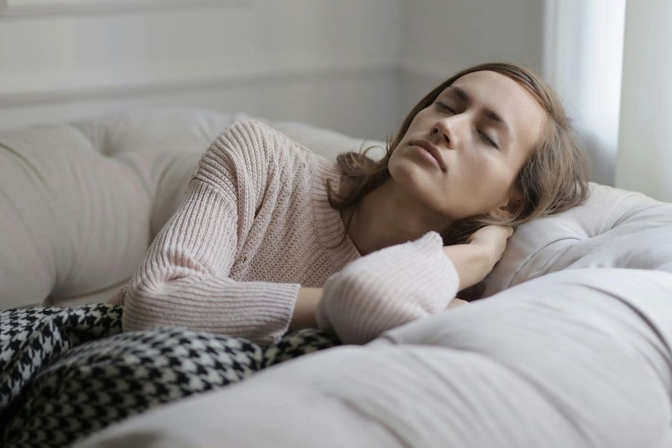 girl sleeping on the couch