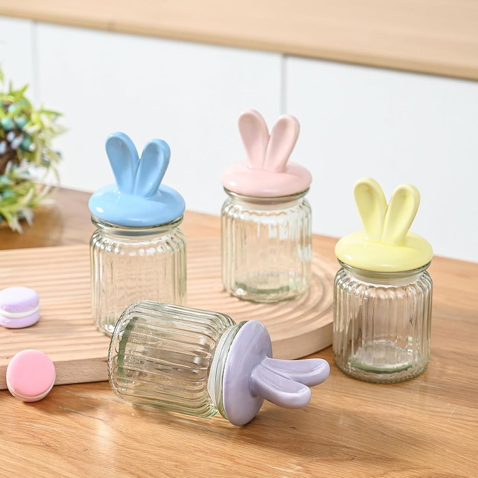 Glass Easter Bunny Ears Candy Jars