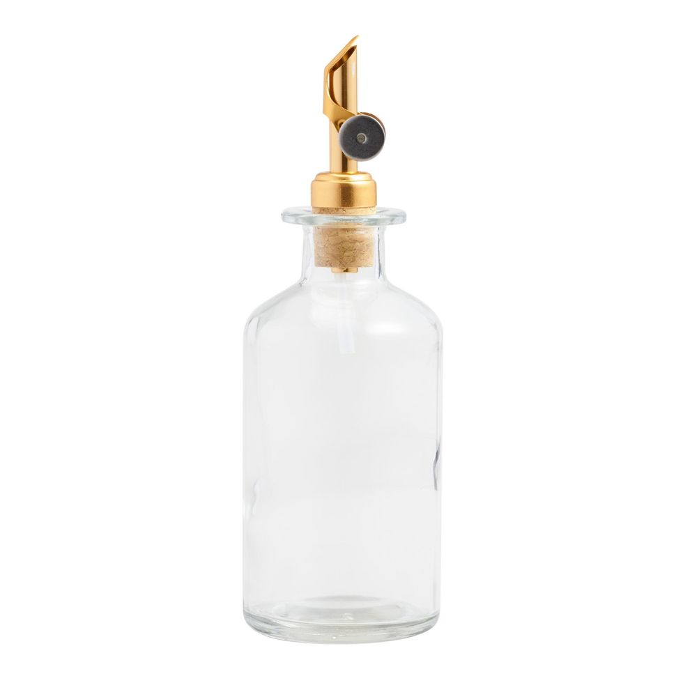 Glass Oil Bottle & Gold Stopper