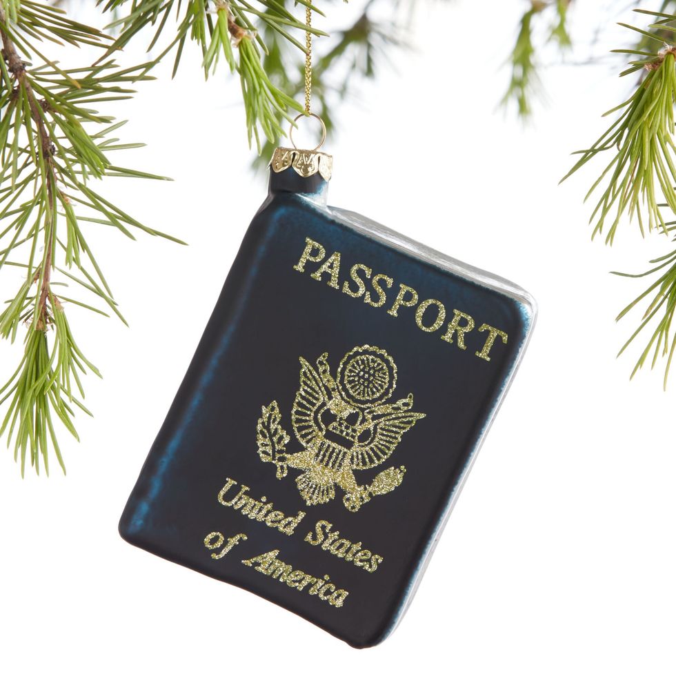 Glass United States Of America Passport Ornament