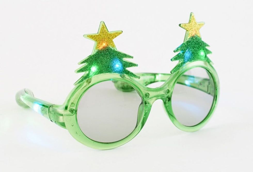 Glitter Christmas Light Up Flashing LED Sunglasses White Elephant Gift Idea