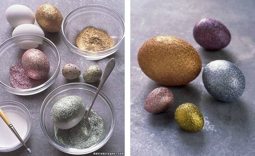 glitter easter eggs