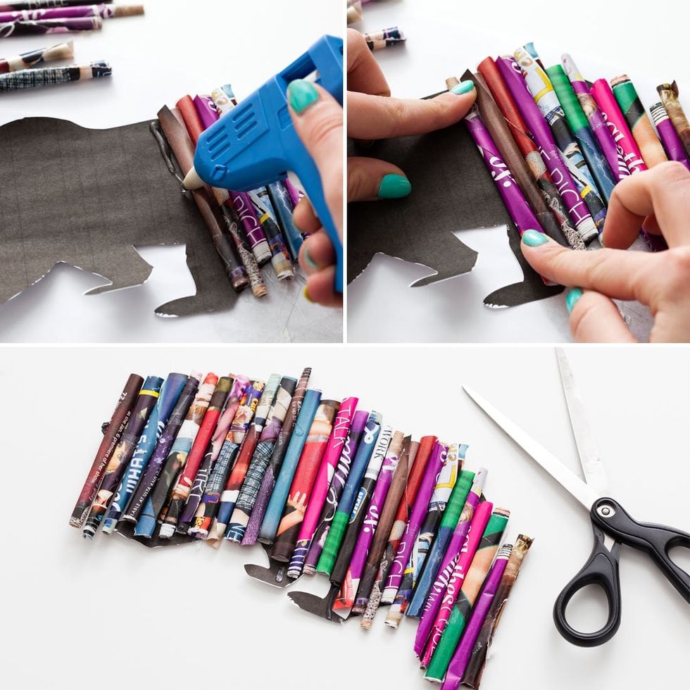 glue the magazine pieces to your paper