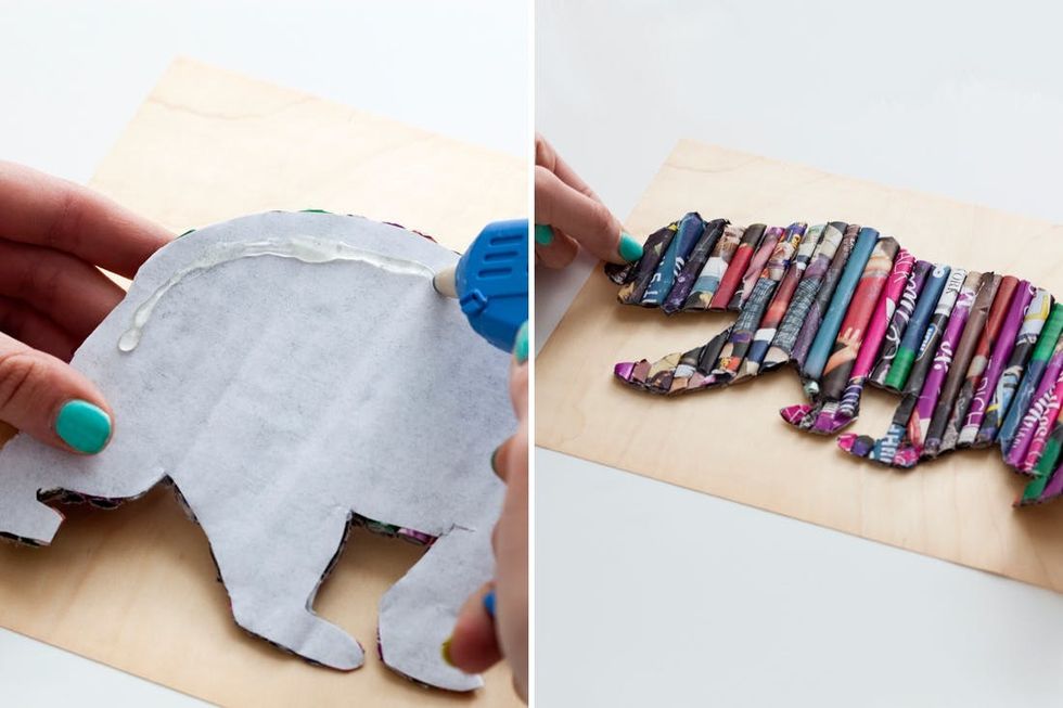 gluing shape to board