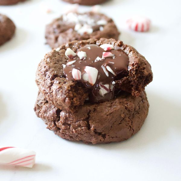 gluten-free​ Chocolate Thumbprint Peppermint Cookies