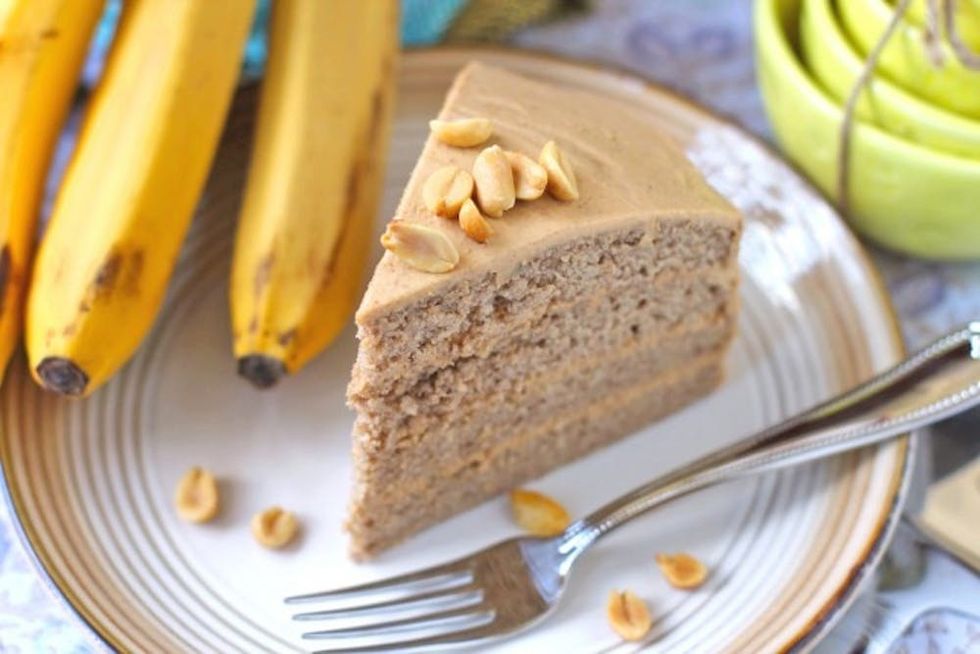Gluten-Free Healthy Banana Cake With Peanut Butter Frosting