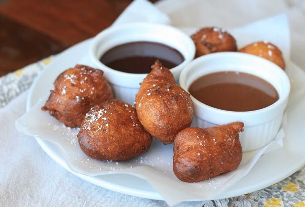 Gluten-Free Ricotta Doughnuts with Bittersweet Chocolate + Salted Caramel Dip