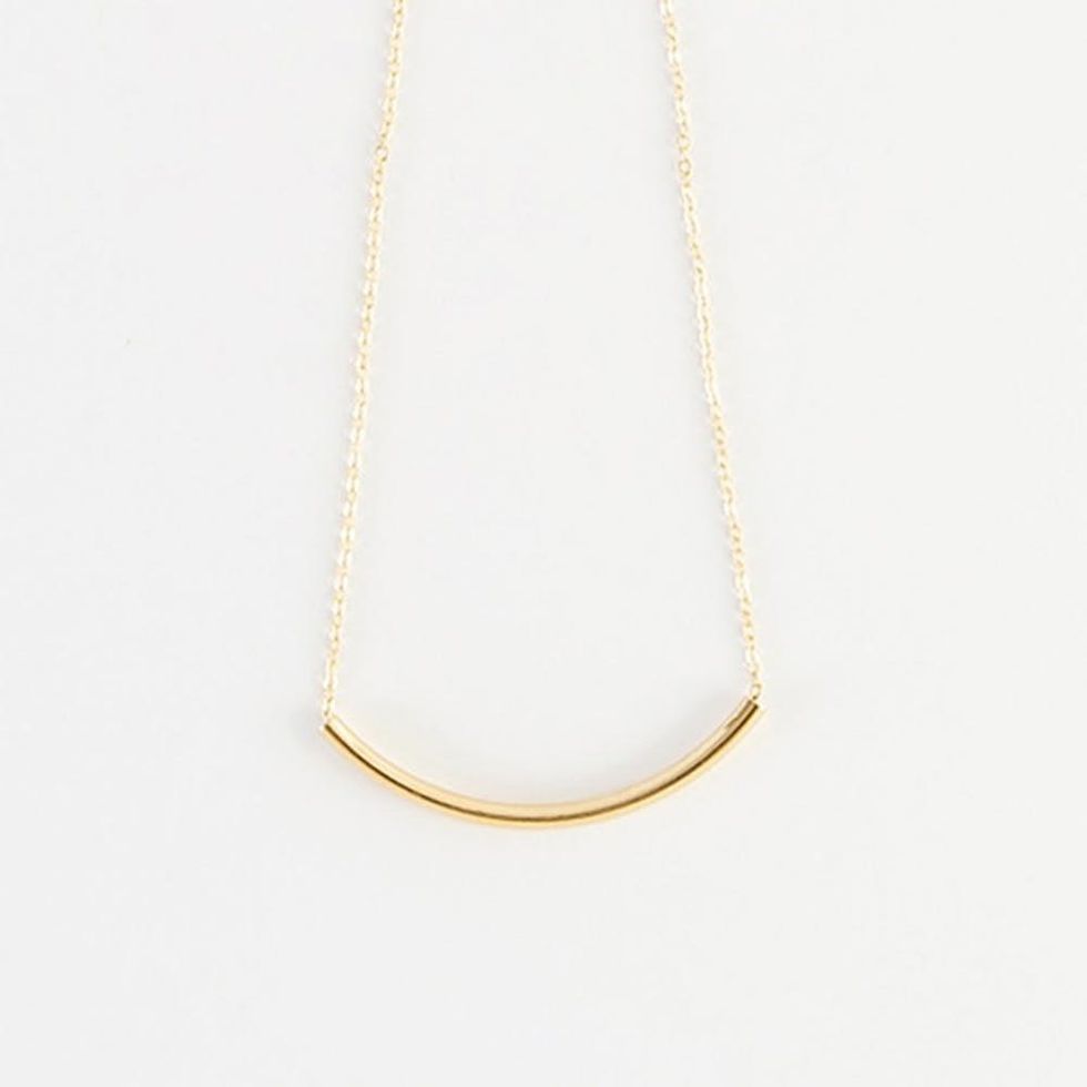 Gold Curved Bar Necklace