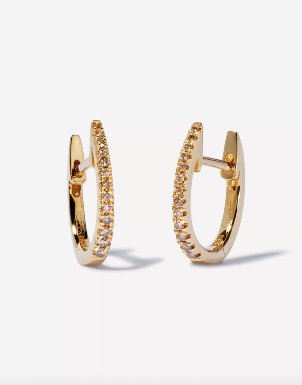 Gold Eclipse Brown Diamond Fine Hoop Earrings