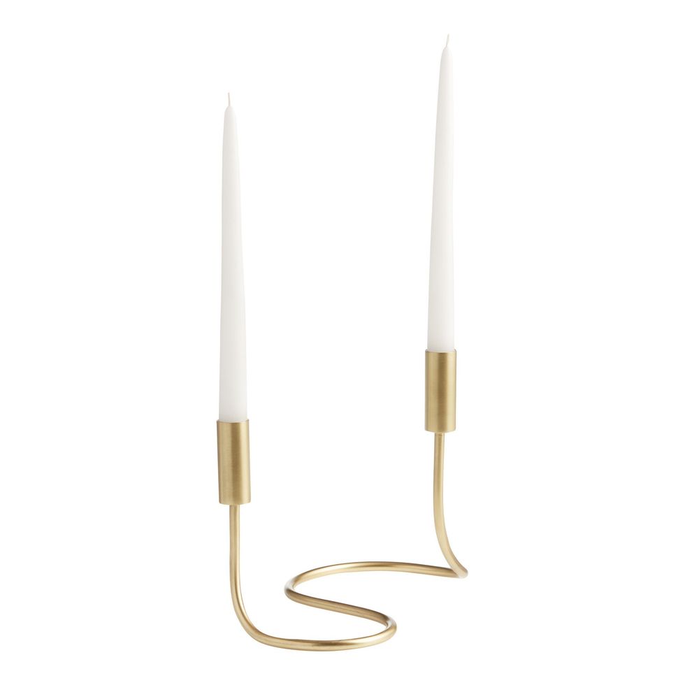 Gold Metal Abstract Wave Tape Candle Holder
