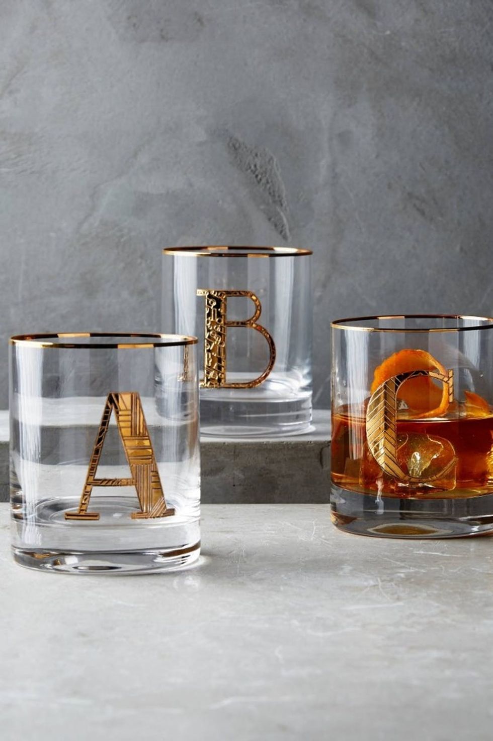 gold monogram glasses