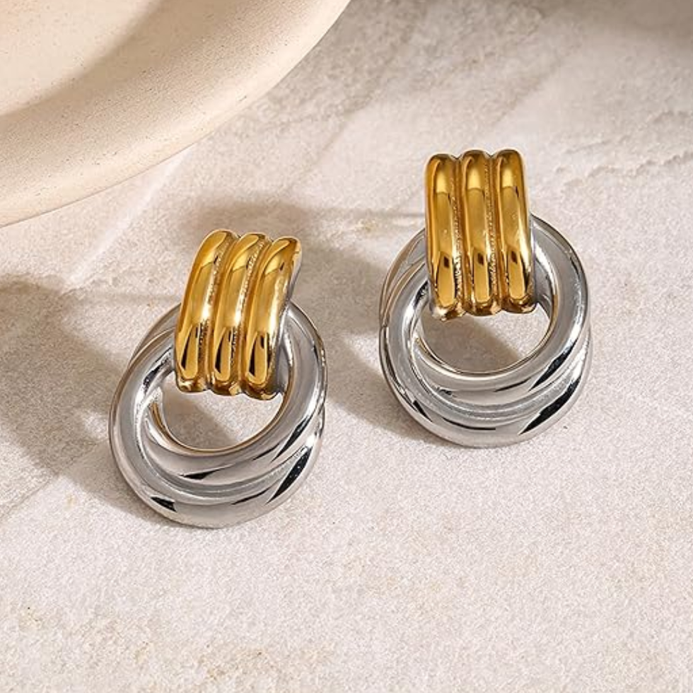 Gold + Silver Chunky Knot Earrings