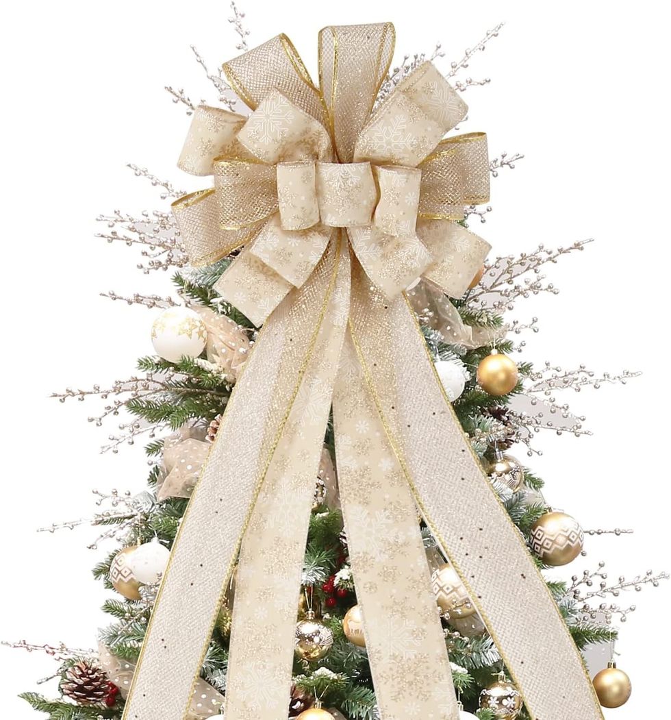 Gold Snowflake Bow Tree Topper