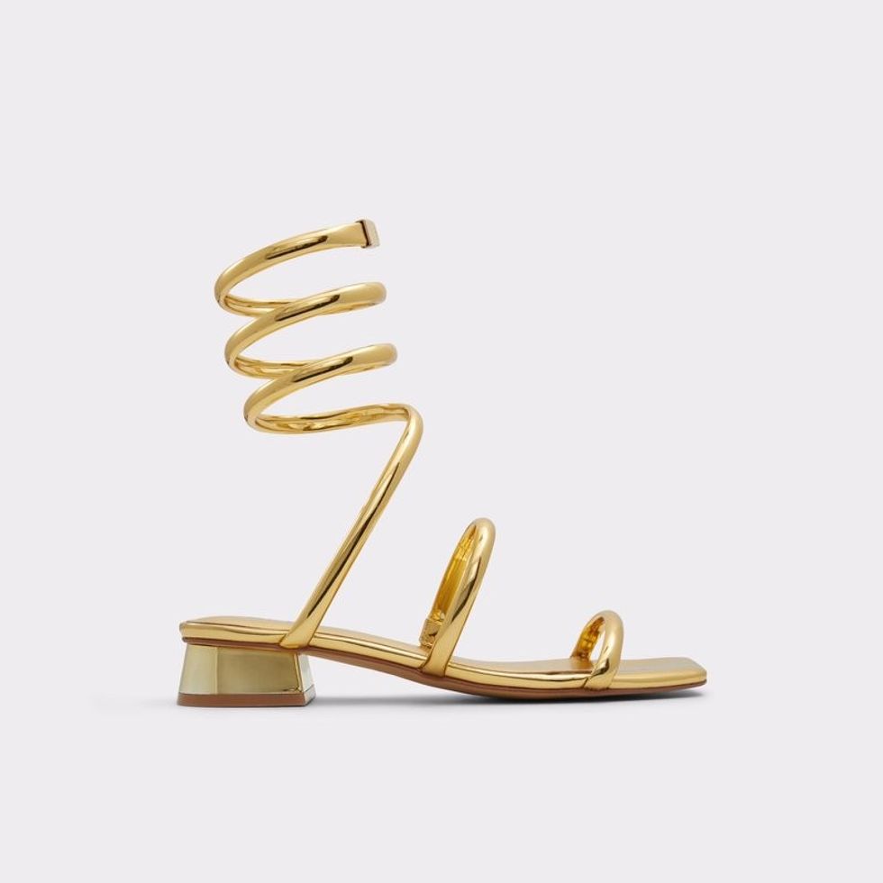 gold spiral strappy sandals
