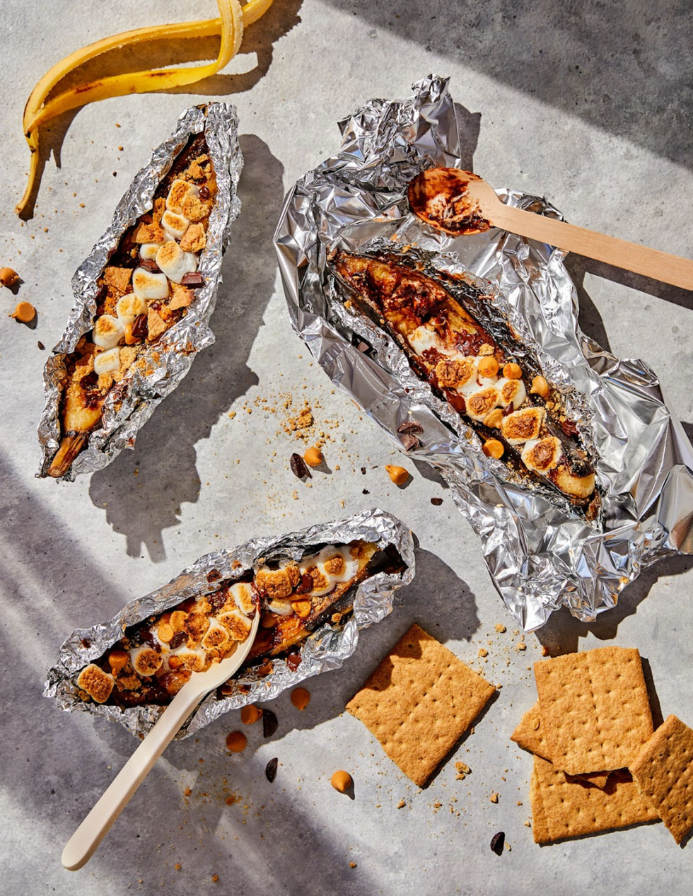 Gooey Banana Boat S'mores