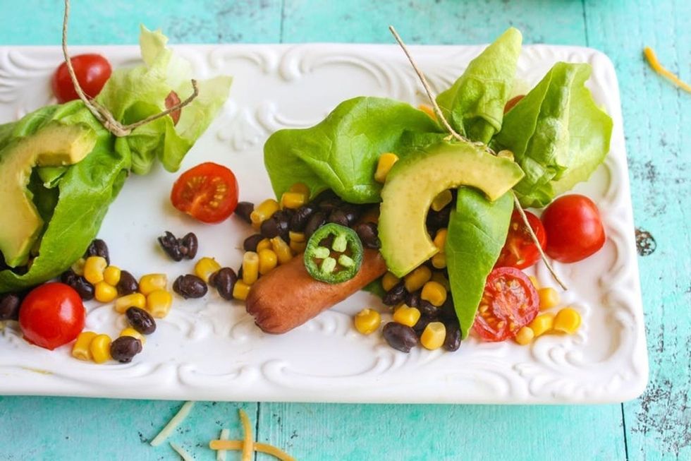 Gourmet Hot Dogs in Lettuce Wraps