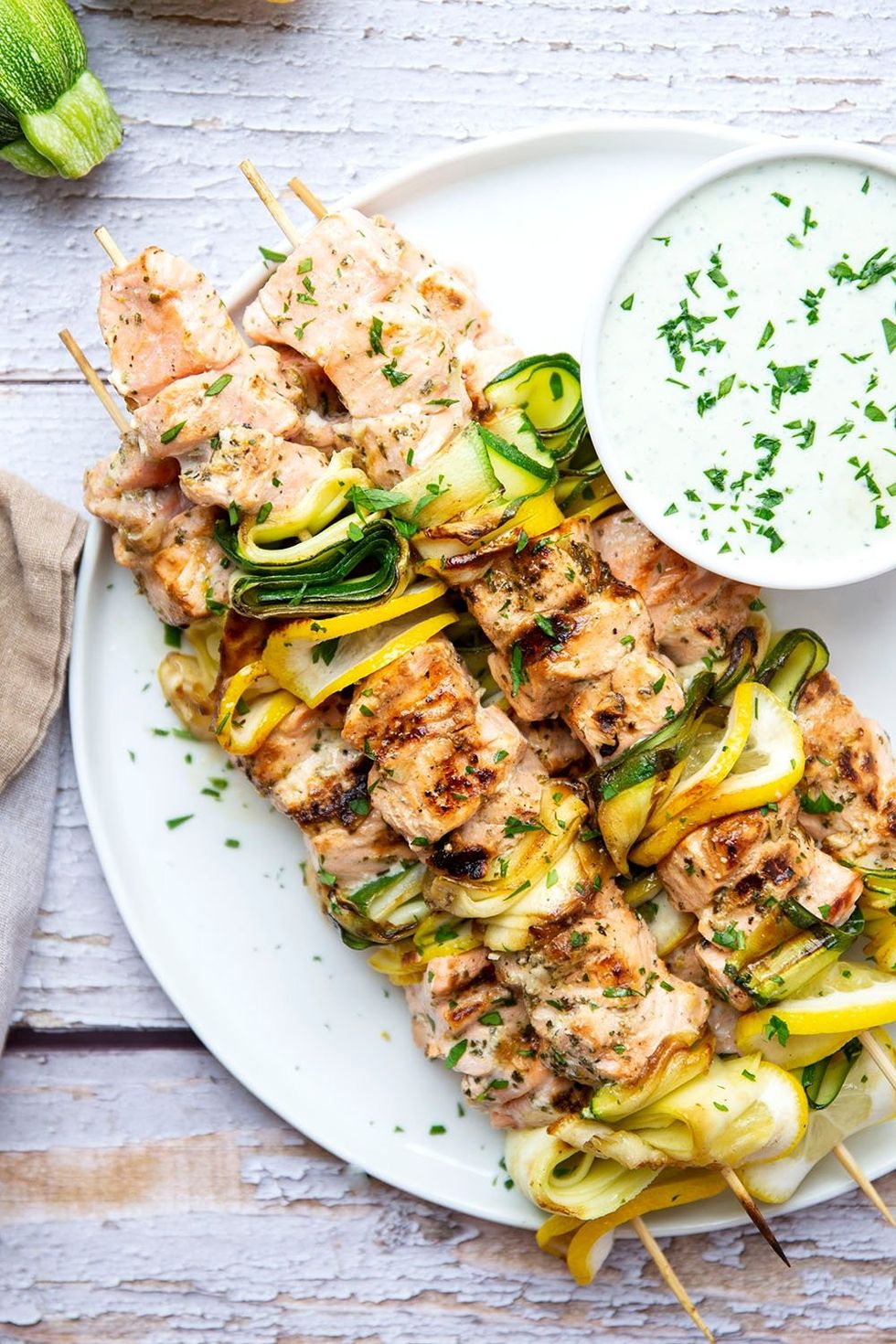 Greek Grilled Salmon Kabobs With Feta Sauce low calorie meals