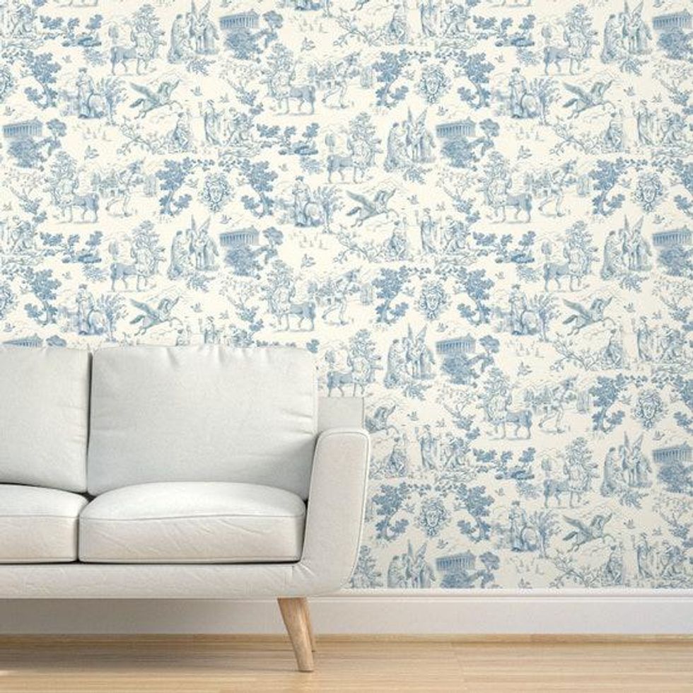 Greek Mythology Toile Blue wallpaper