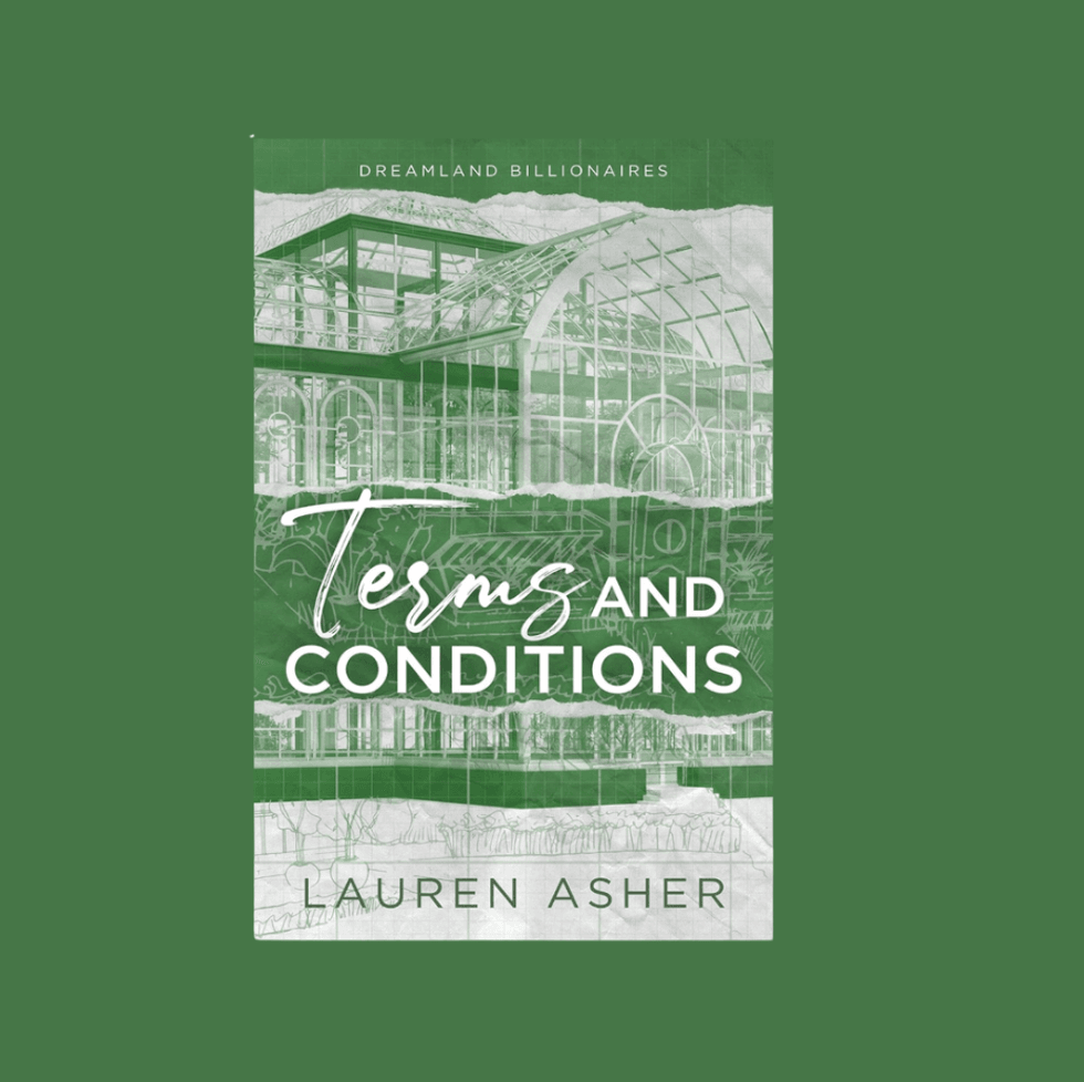 Green book cover of "Terms and Conditions" by Lauren Asher.