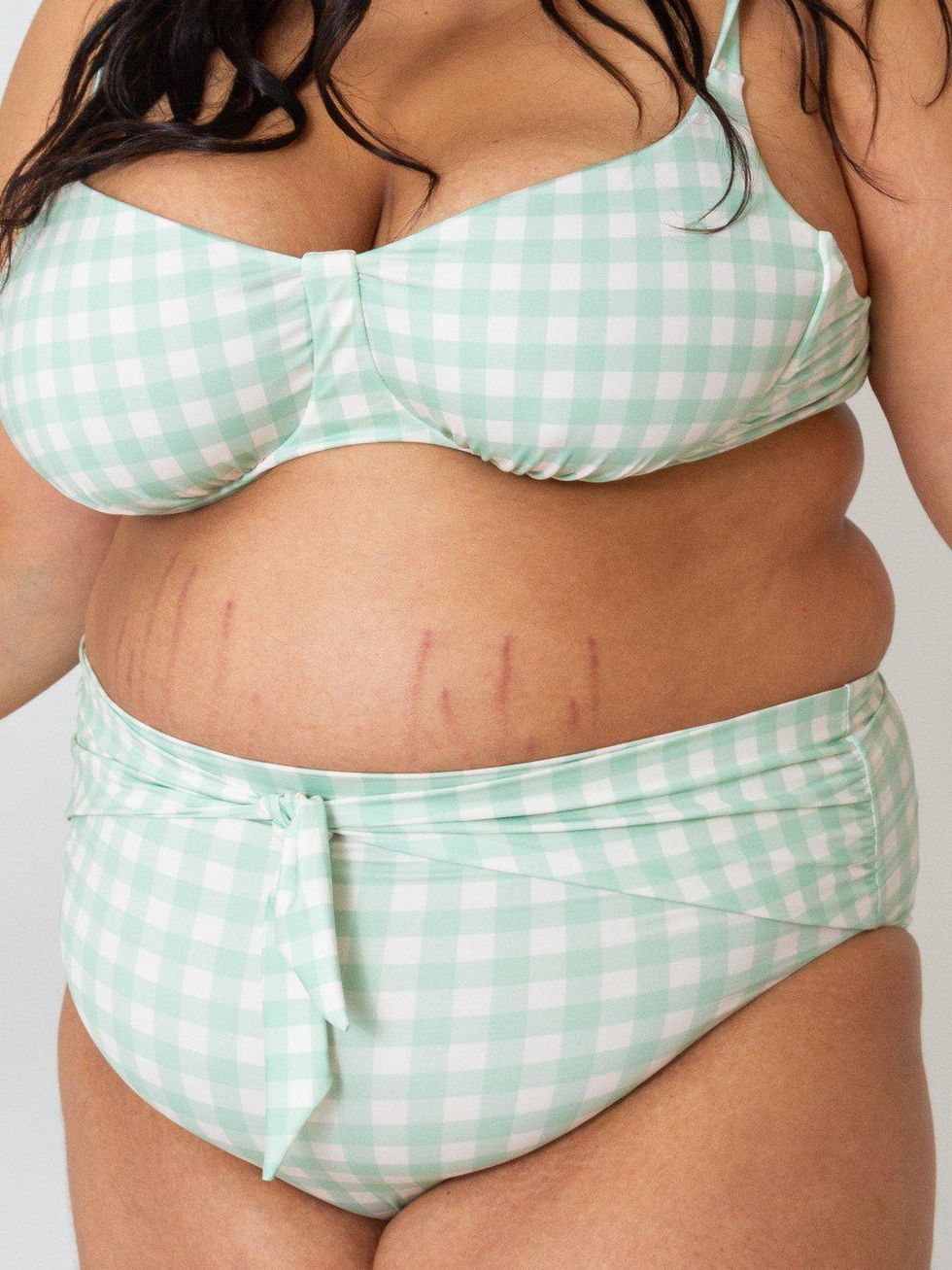 green gingham plus size swimsuits