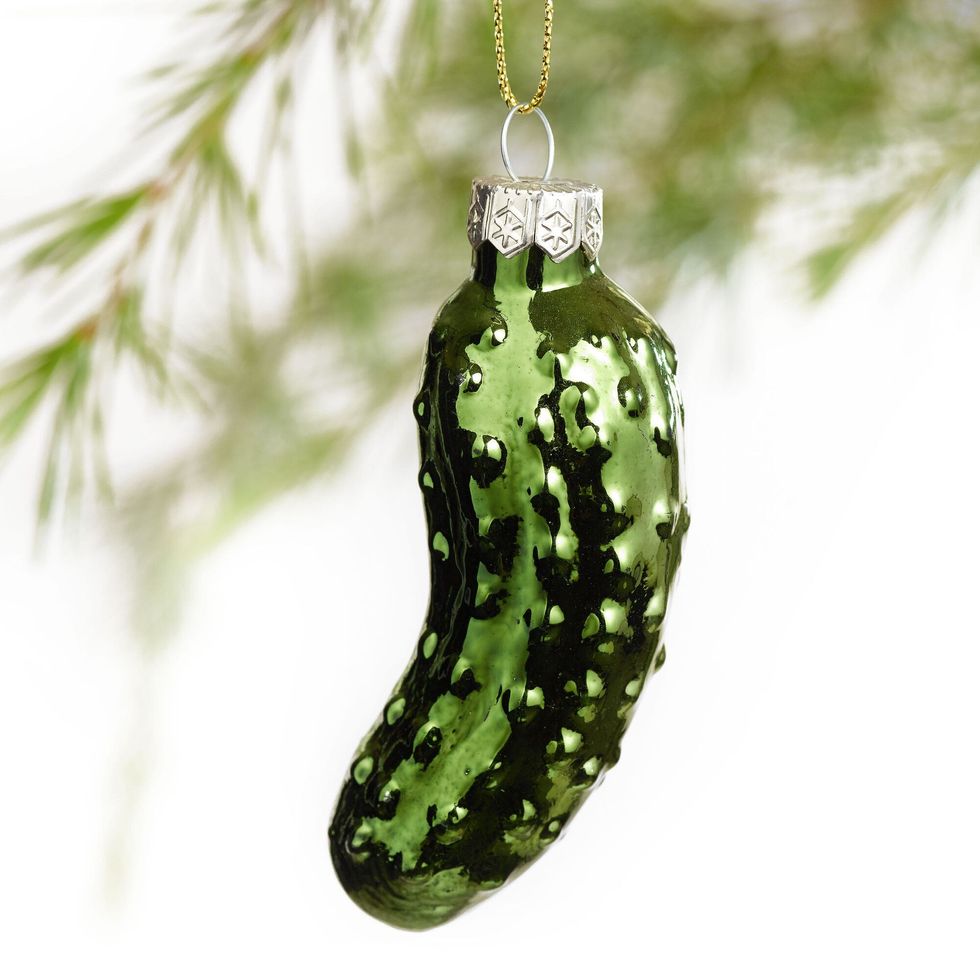 Green Glass Traditional Pickle Ornaments Set of 2