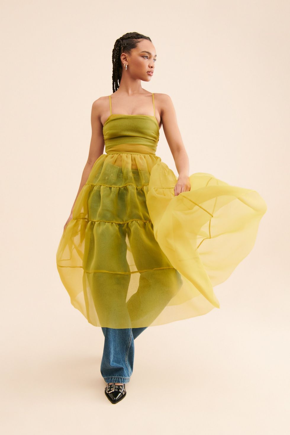 Green Tiered Midi Dress