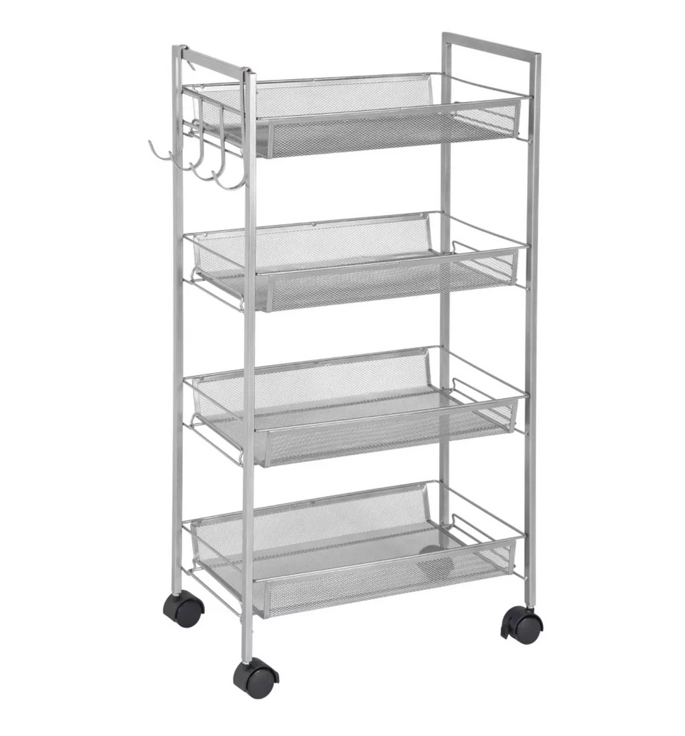 Greenway 4 Tier Mobile Storage Cart with Side Hooks