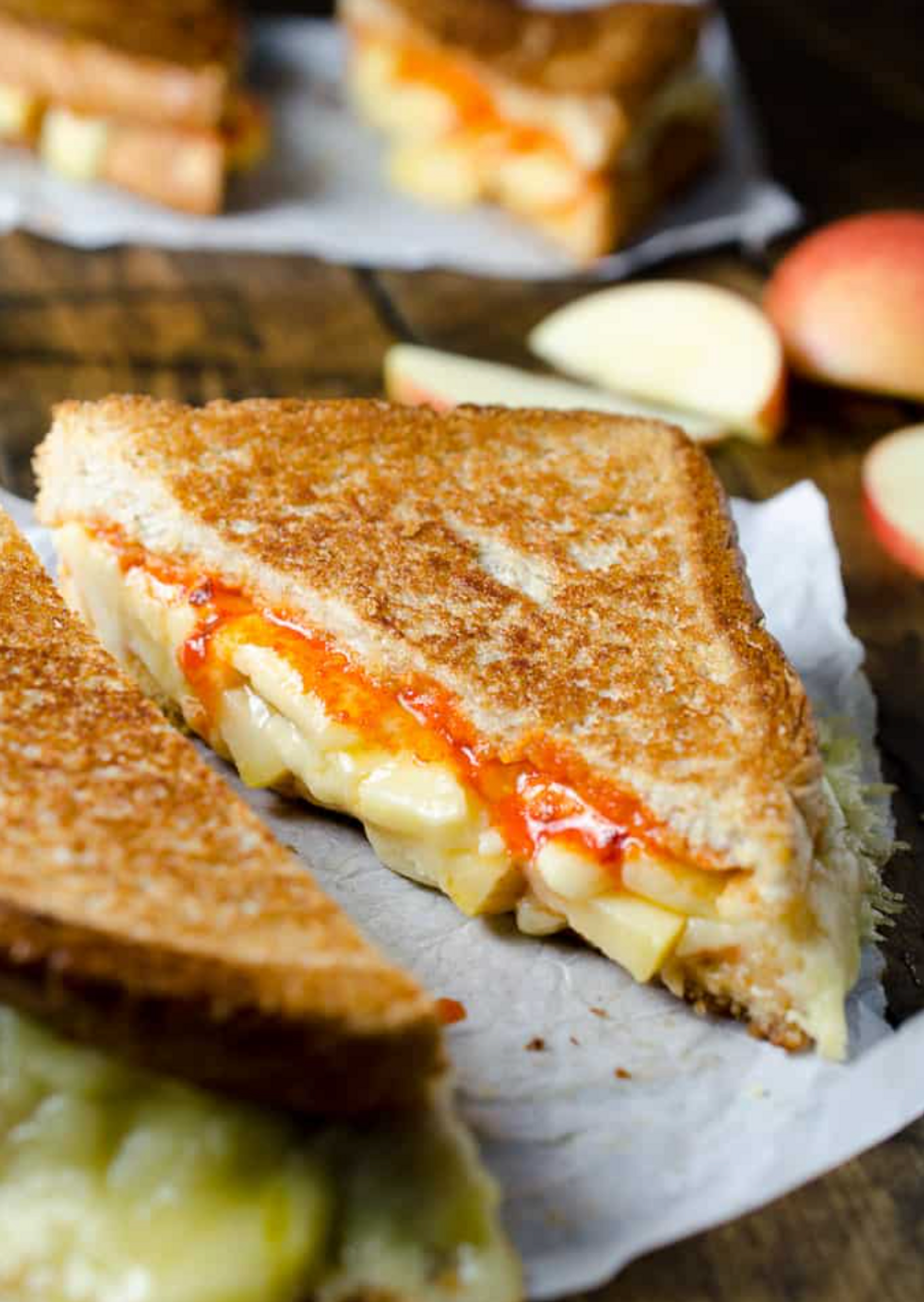 Grilled Cheese and Apple Sandwich with Sriracha Butter recipe
