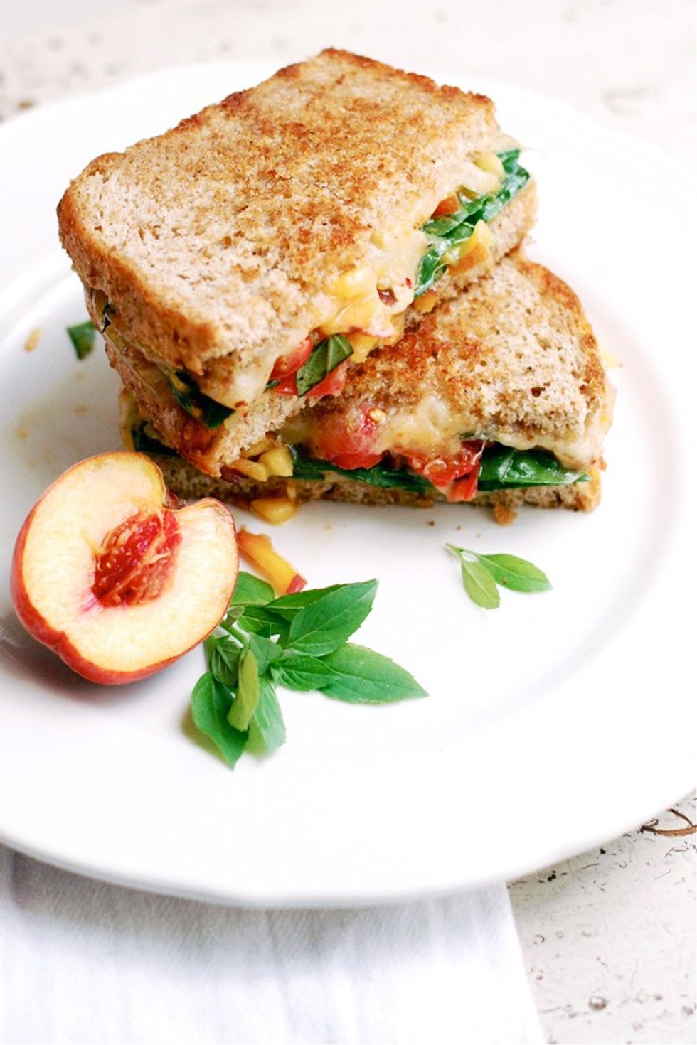 Grilled Cheese With Peach Bruschetta