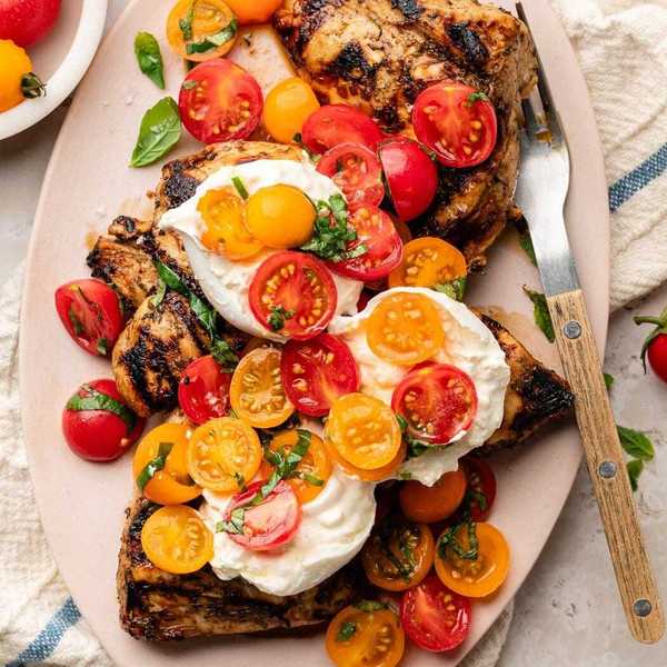 Grilled Chicken Caprese with Burrata