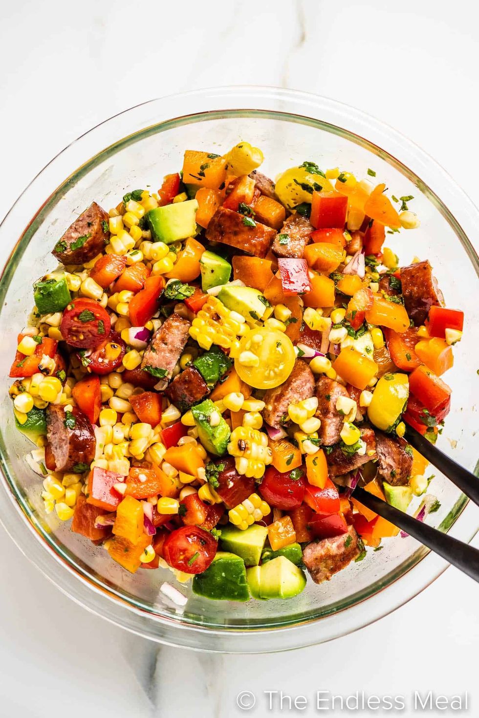 Grilled Corn Salad with BBQ Sausage