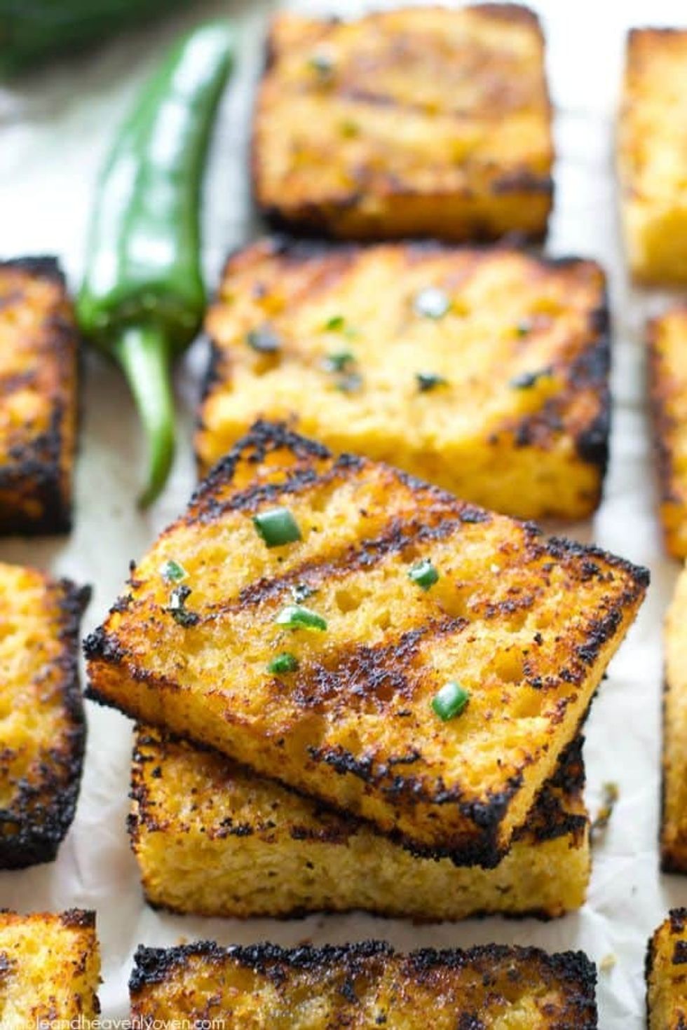 Grilled Cornbread with Jalape\u00f1o Honey Butter