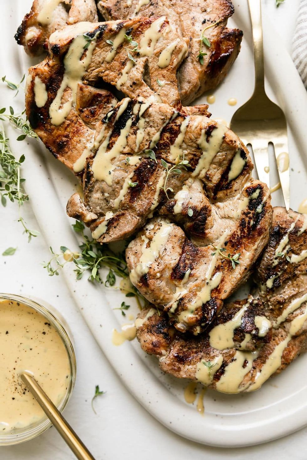 Grilled Honey Garlic Pork Chops With Honey Mustard Sauce