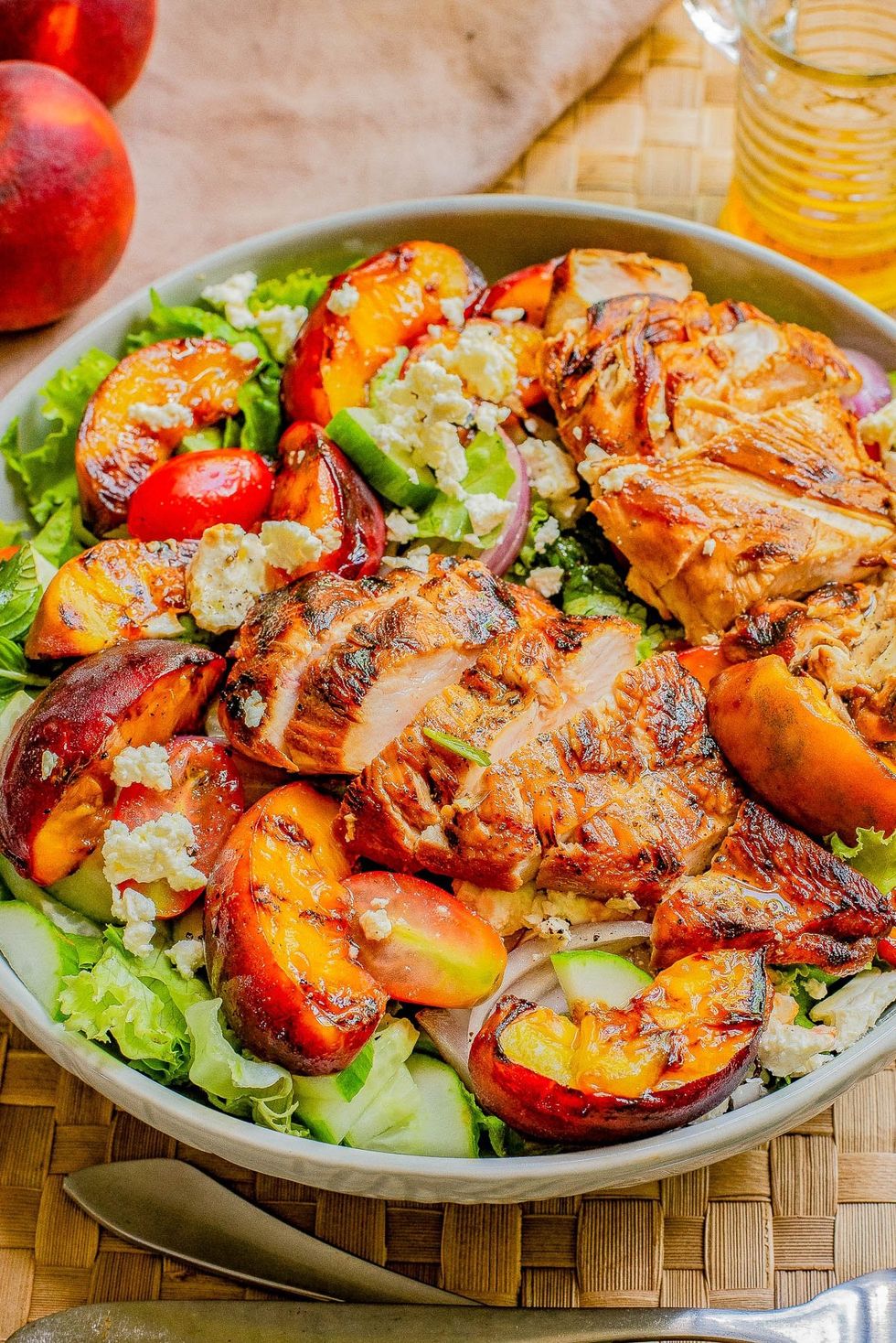 Grilled Peach + Chicken Salad with Lemon Vinaigrette