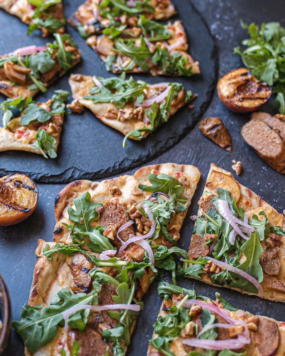 Grilled Peaches & Pimento Pizza