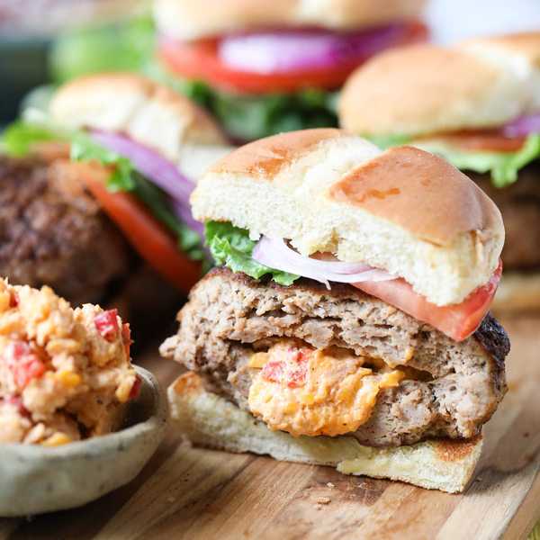 Grilled Pimiento-Stuffed Burgers