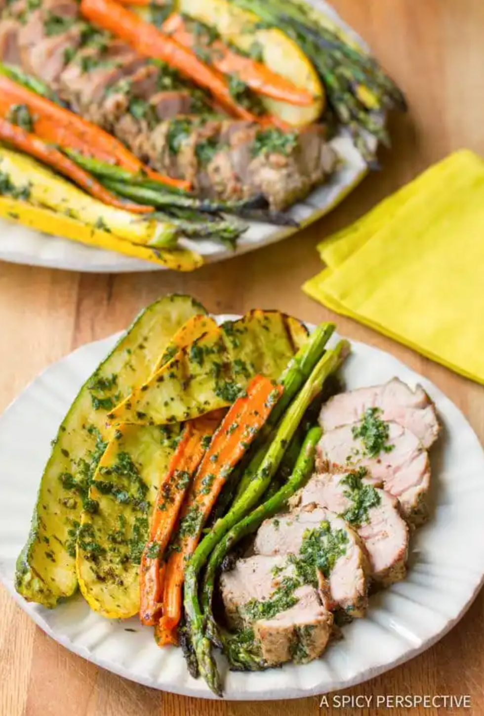 Grilled Pork Tenderloin with Chimichurri and Roasted Vegetables