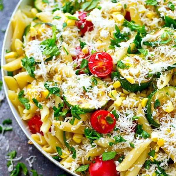grilled summer vegetable pasta primavera