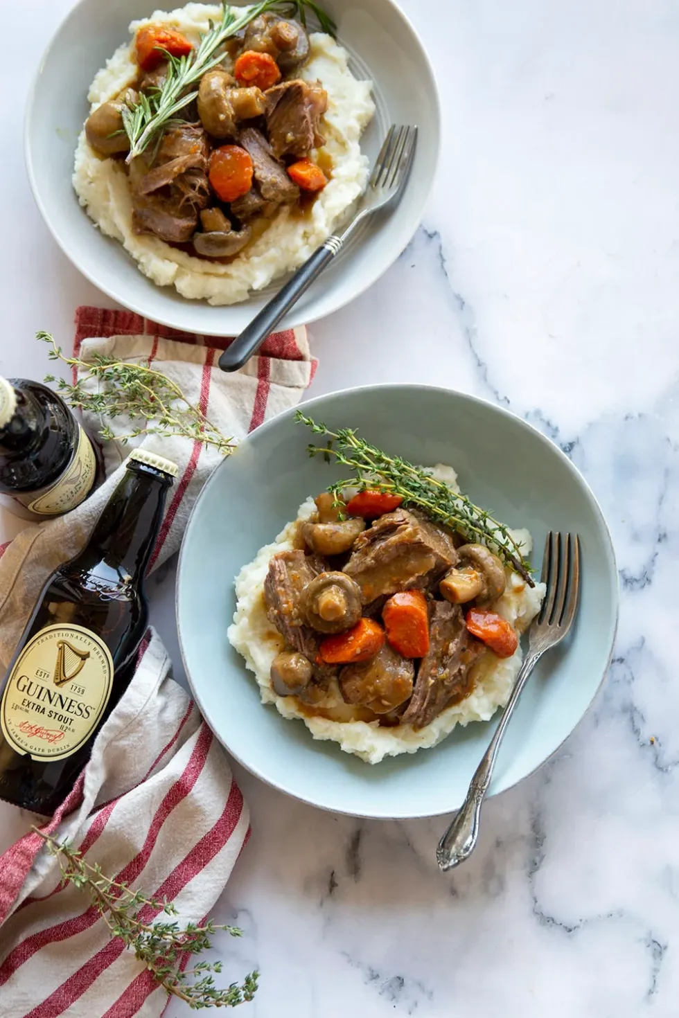 Guinness Pot Roast with Browned Butter Mashed Potatoes