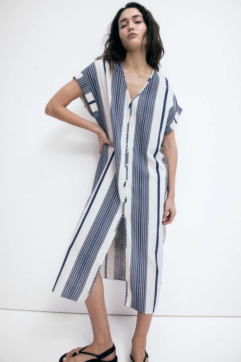 blue and yellow print dress Sea Audra Embroidered Midi Dress