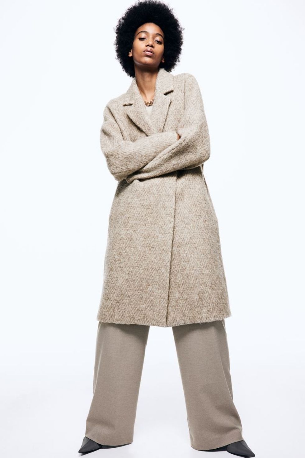 H&M Double-Breasted Wool-Blend Coat