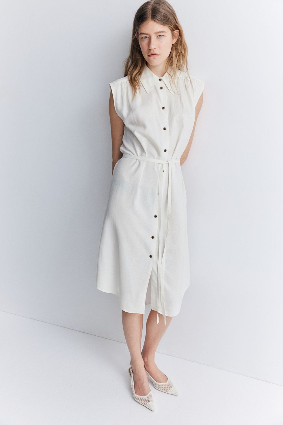 H&M Linen Blend Shirt Dress