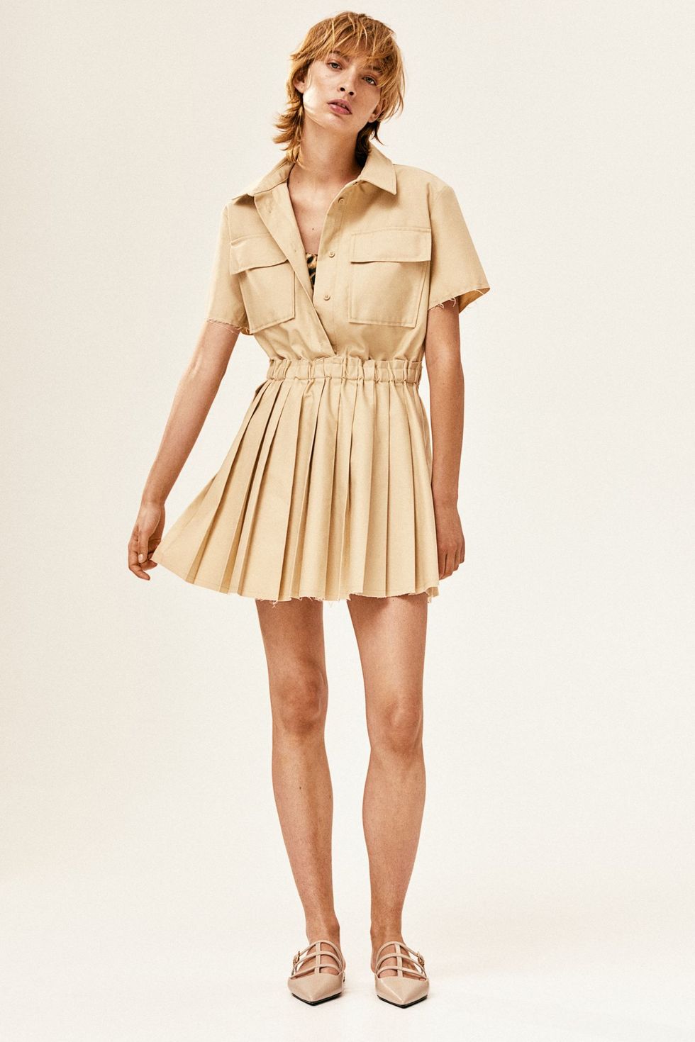 H&M Utility Dress with Pleated Skirt