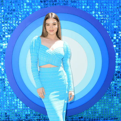 hailee steinfeld blue dress John Charles Floral Applique Dress With Overskirt Navy/Ivory 66726   Bentleys Banchory