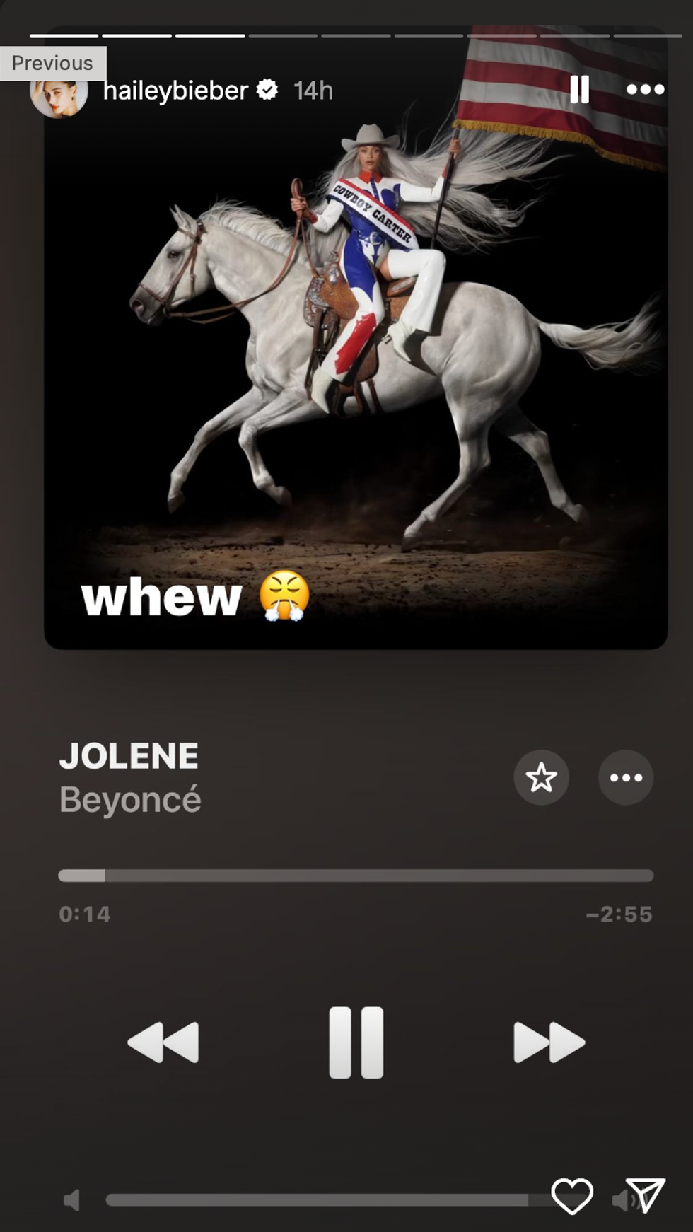 hailey bieber's instagram story