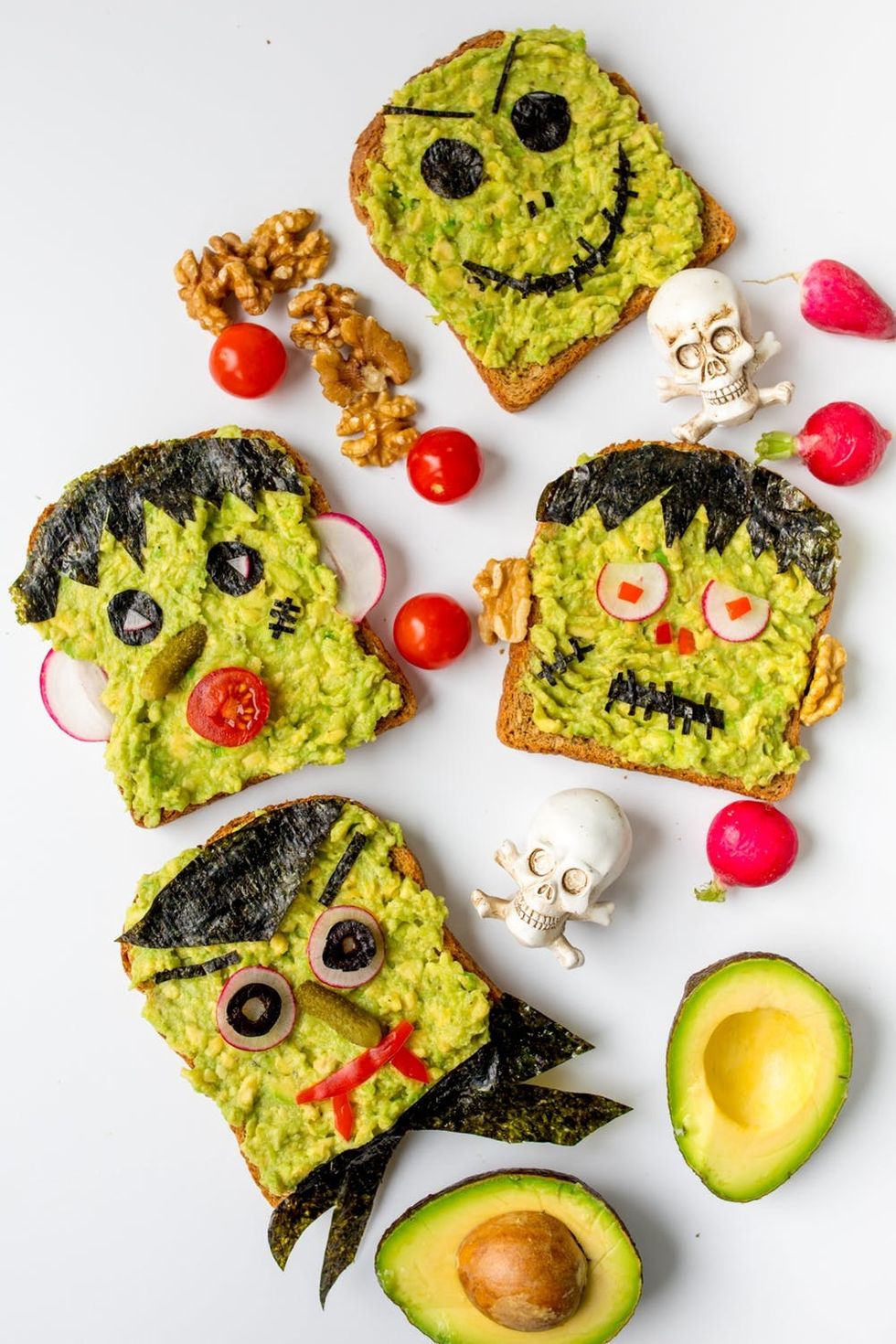 Halloween Avocado Toast Faces