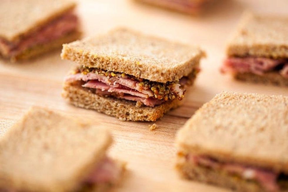 Ham + Whole Grain Mustard tea Sandwich Recipe