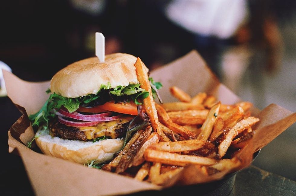 hamburger and fries