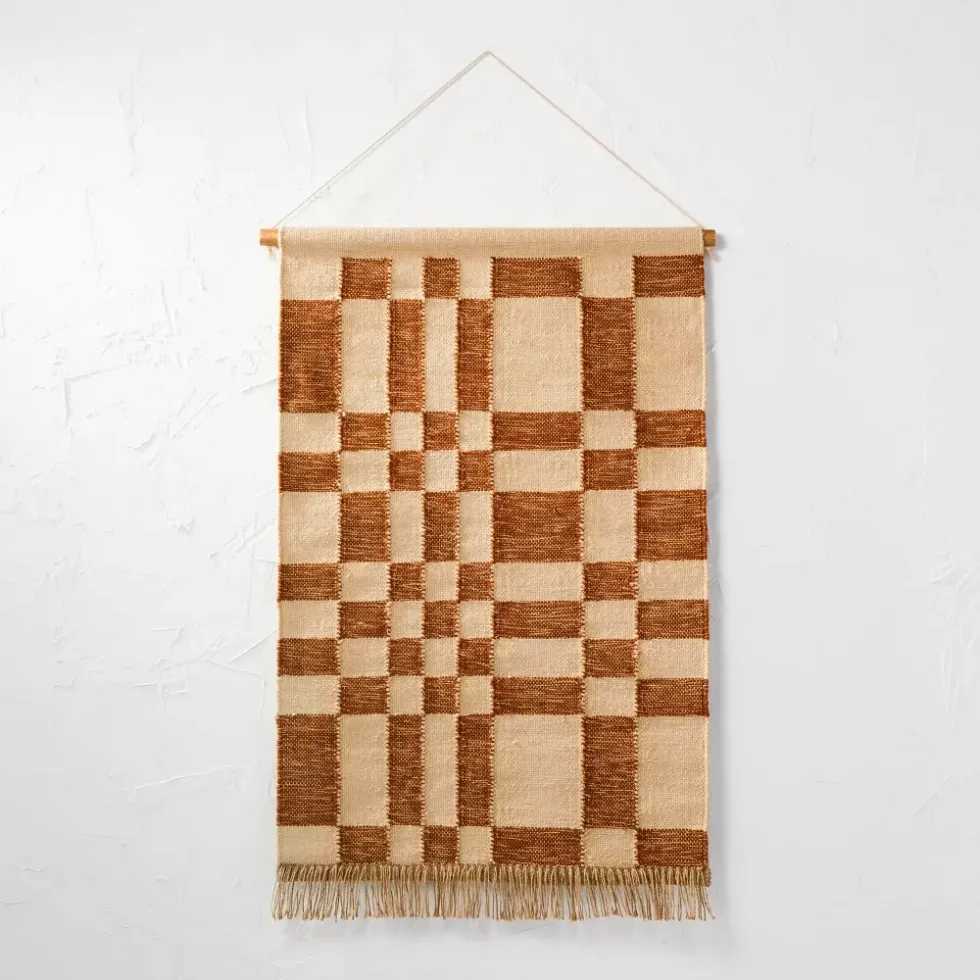 Hand Woven Jute/Polyester Wall Art With Wooden Dowel
